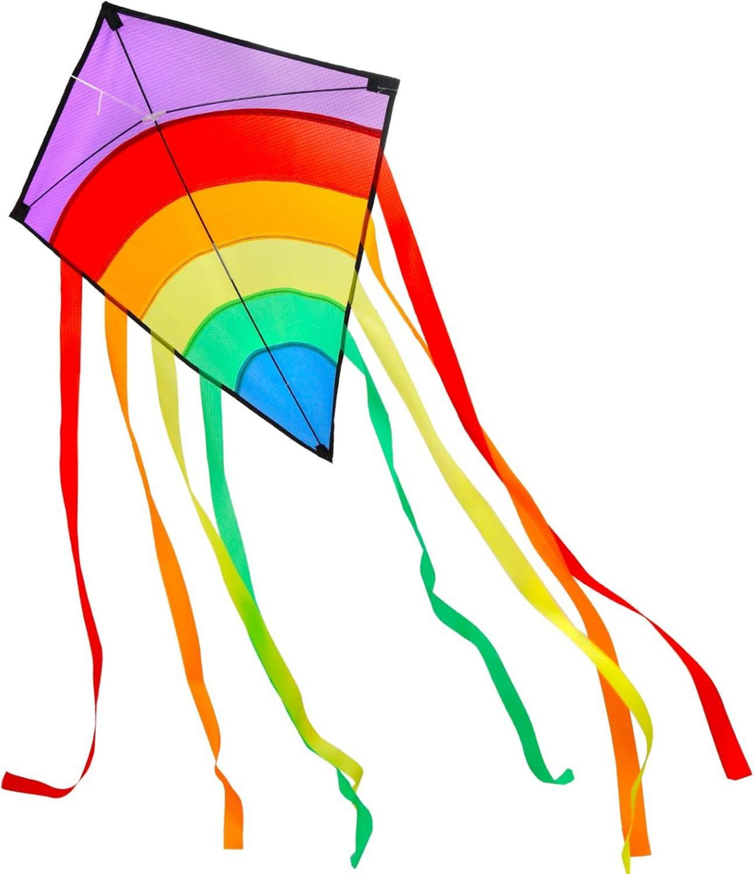 LEBEXY Einleiner Flugdrachen für Kinder Bunt Delta Lenkdrachen 73x65