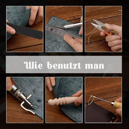 Professionelles Lederhandwerk-Set mit Fadennahtrille & Zubehör