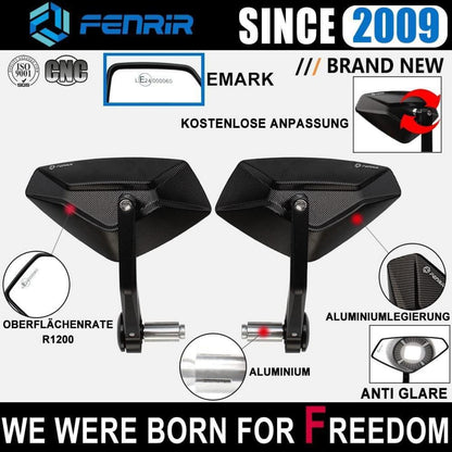 Motorrad Lenkerendenspiegel CNC schwarz, 360° drehbar