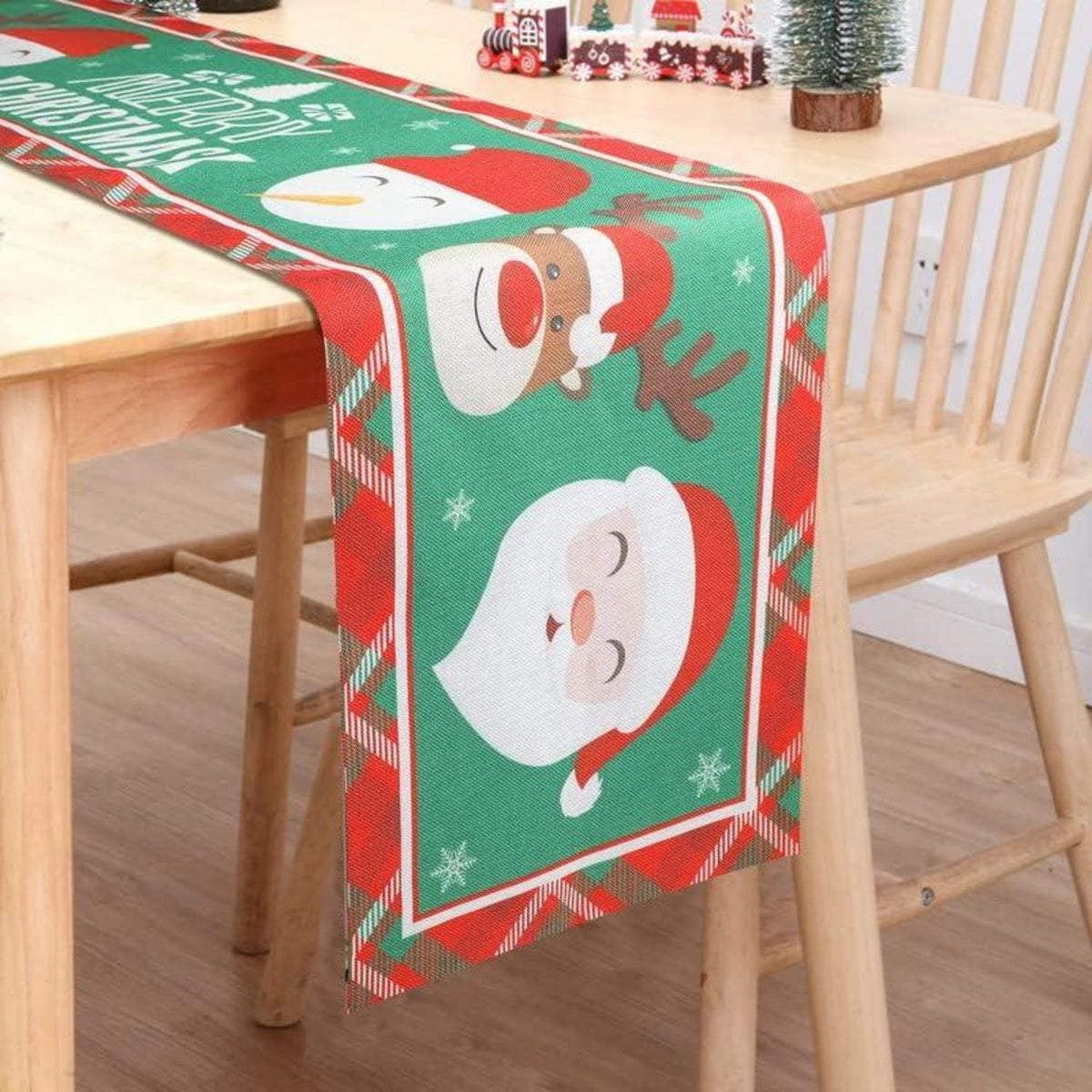 Weihnachten Tischläufer Rot, Weihnachtsmann Leinen Tischdecke Winter