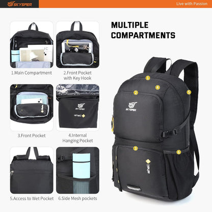 Ultraleichter Faltbarer Rucksack mit Nassfach - Wasserfest und