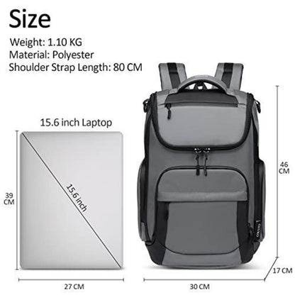 Herren Rucksack 15.6 Zoll Laptop Wasserdicht Grau – Tagesrucksack für Reisen & Schule