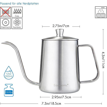 Kaffeekanne mit Schwanenhals 350ml Edelstahl für Pour Over