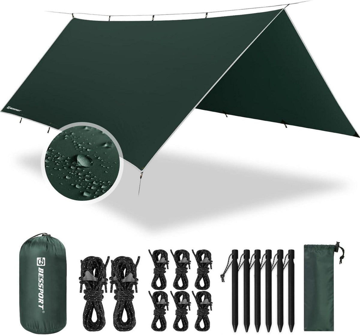 Camping Zeltplane Tarp Wasserdicht PU3000mm Hängematte Ösen