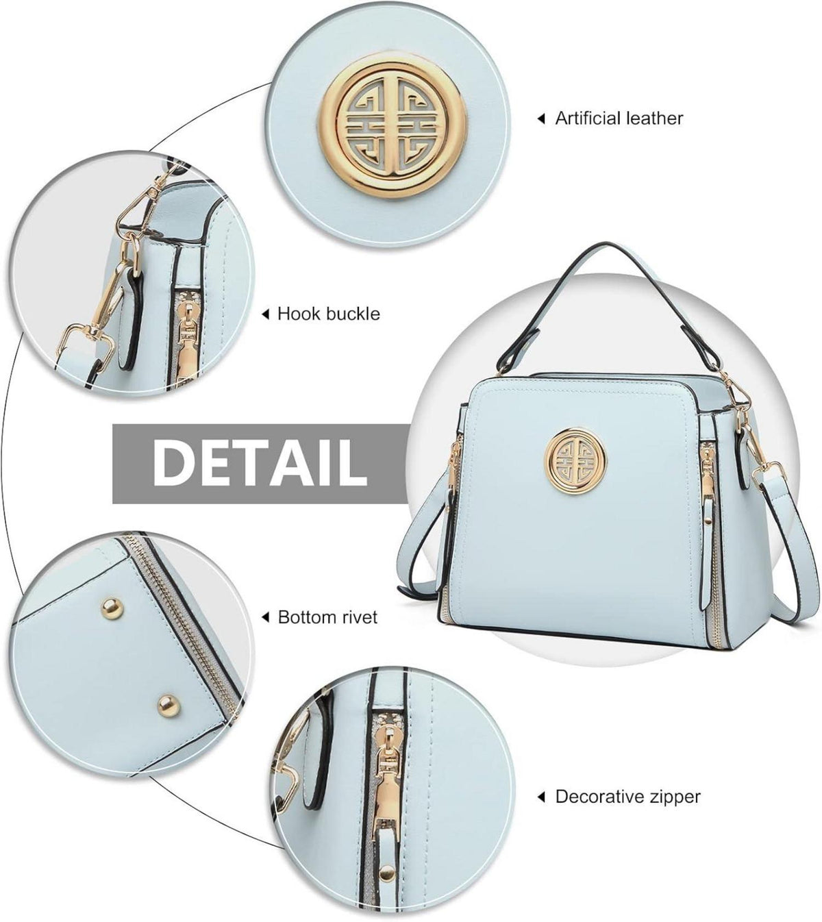 Damen Umhängetasche Schultertasche Handtasche Crossbody Blau PU Leder