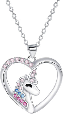 Einhorn Halskette mit Zirkonia Kristallen 925 Sterling Silber