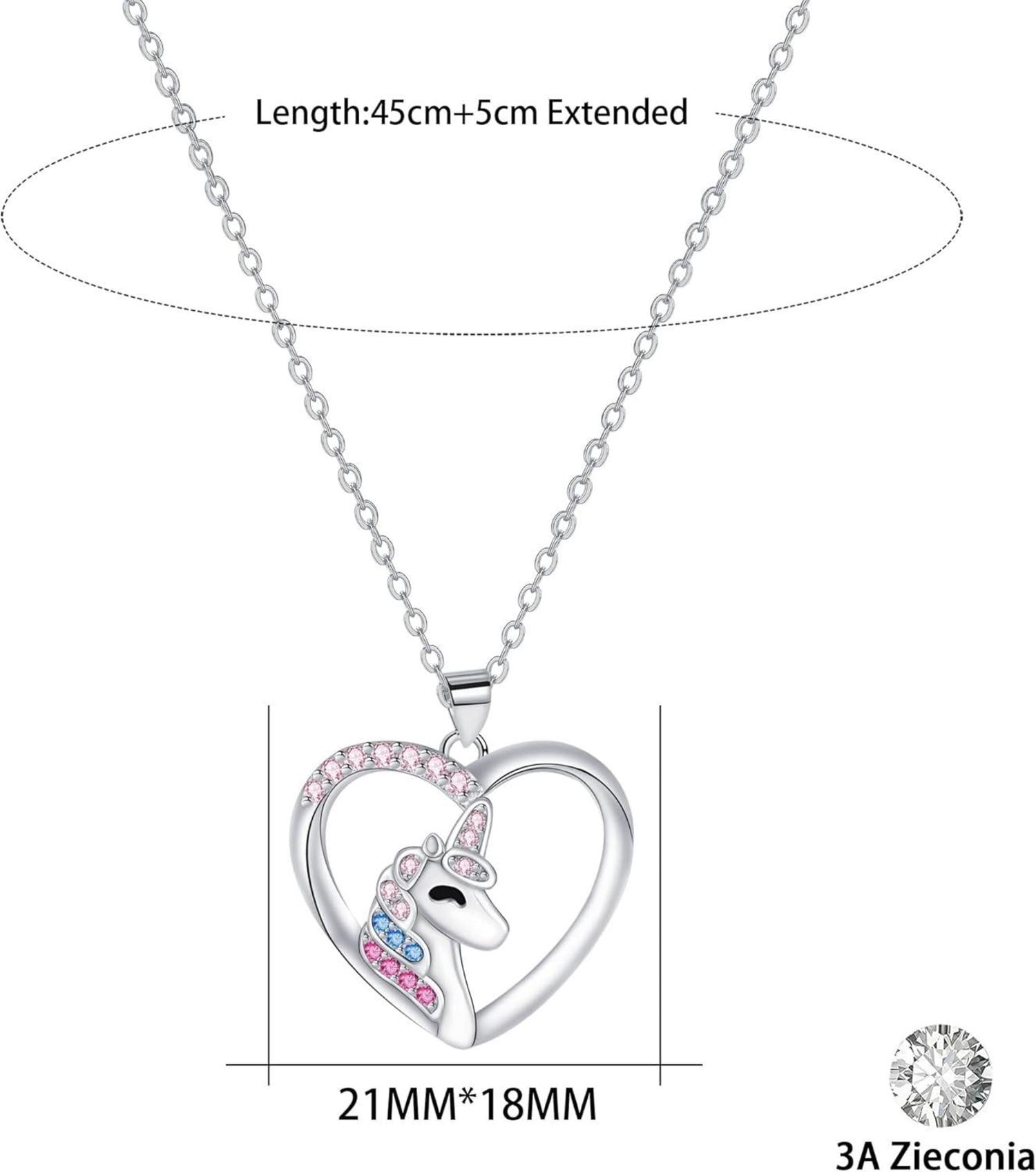 Einhorn Halskette 925 Sterling Silber Zirkonia Kristalle Mädchen