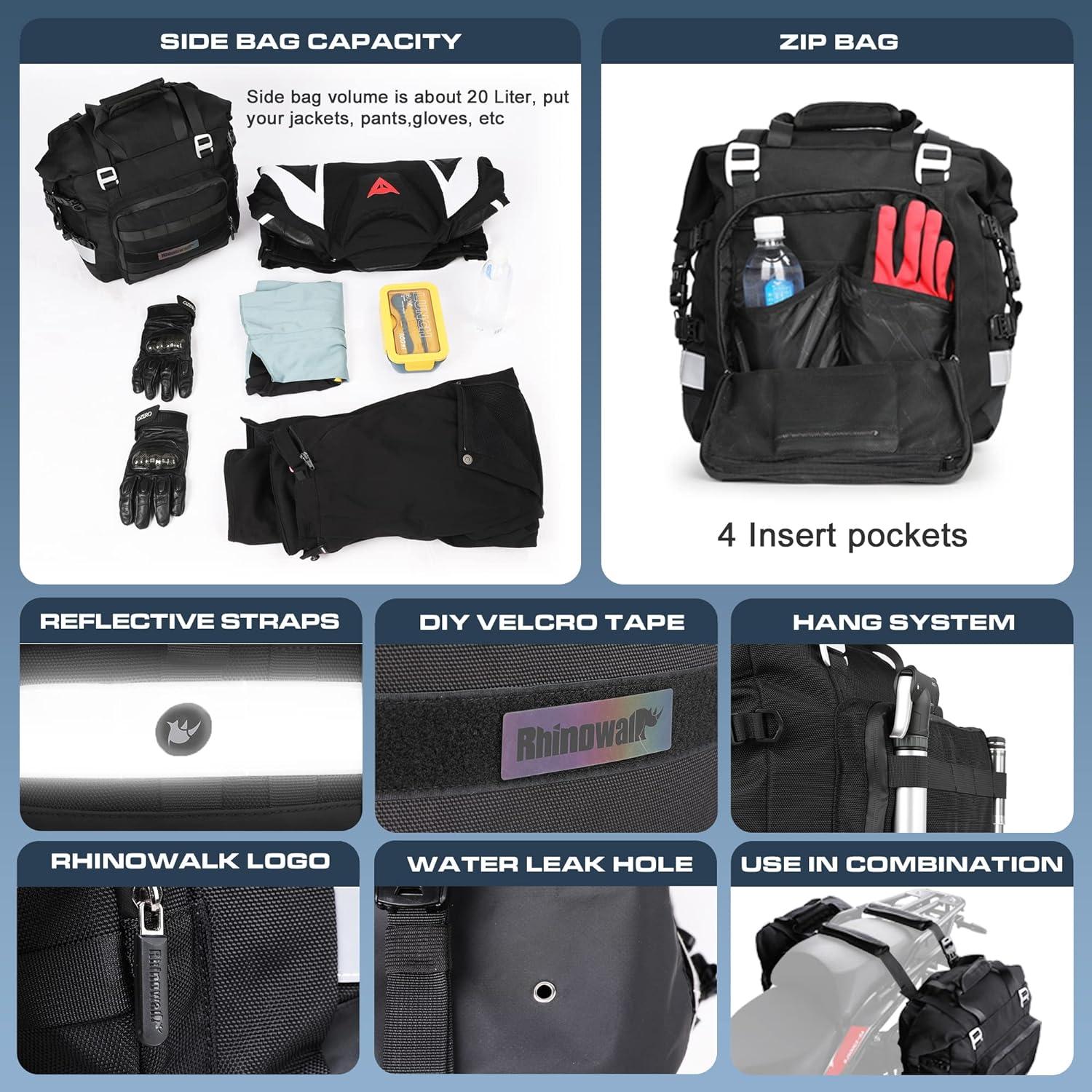 Motorrad Satteltasche 20L Wasserdicht Hecktasche Schwarz