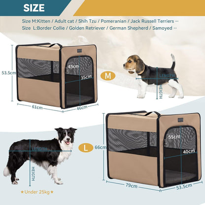 Faltbare Hundebox für Auto & Zuhause – Mit Plüschkissen, M