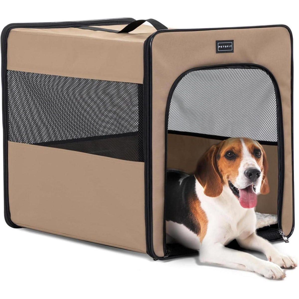 Faltbare Hundebox für Auto & Zuhause – Mit Plüschkissen, M