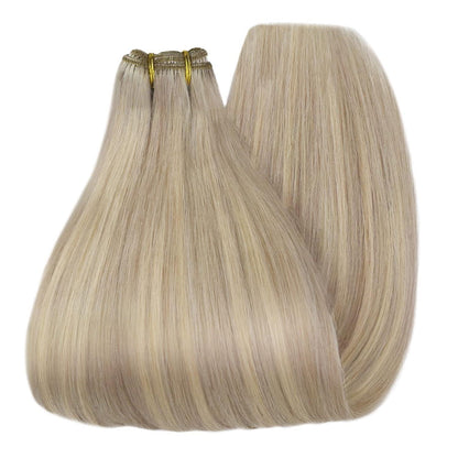 Blond Echthaar Tressen 40cm – #18/613 Weft Extensions