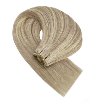 Blond Echthaar Tressen 40cm – #18/613 Weft Extensions