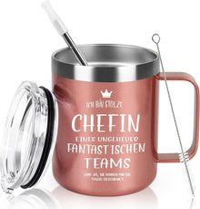 Isolierter Weinbecher Roségold 12oz Edelstahl Henkel Tasse
