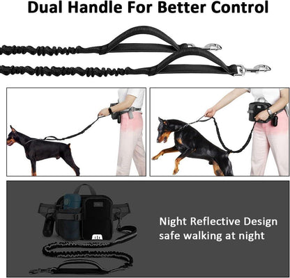 Joggingleine mit Bauchgurt für große mittelgroße Hunde blau 124-180cm