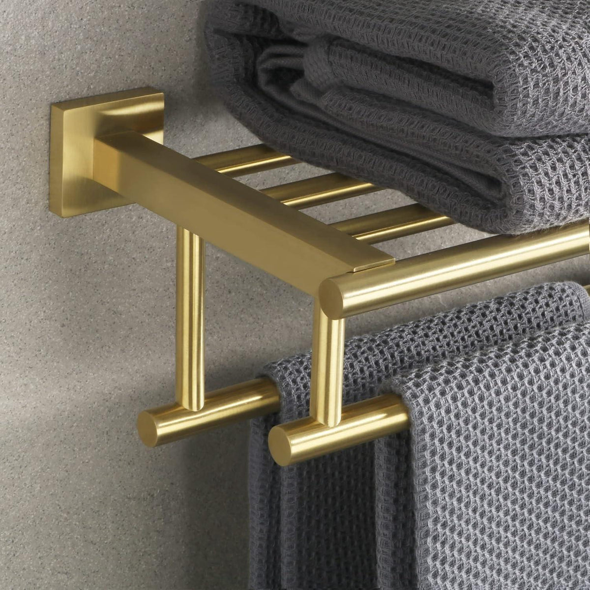 Wandhandtuchhalter Edelstahl Gold 50cm mit Ablage