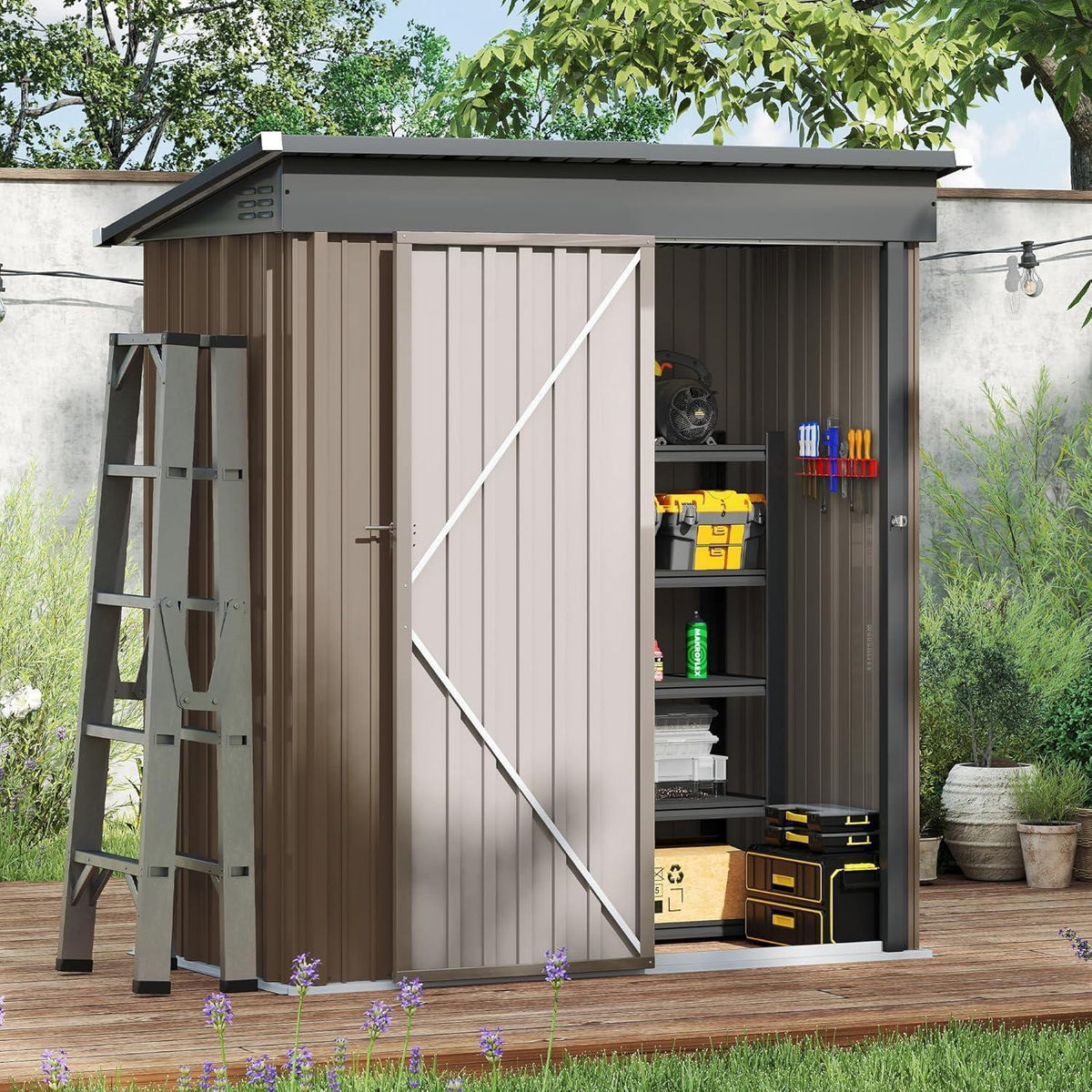 Gartenhaus Metall 162x86 cm mit Pultdach & Fundamentrahmen