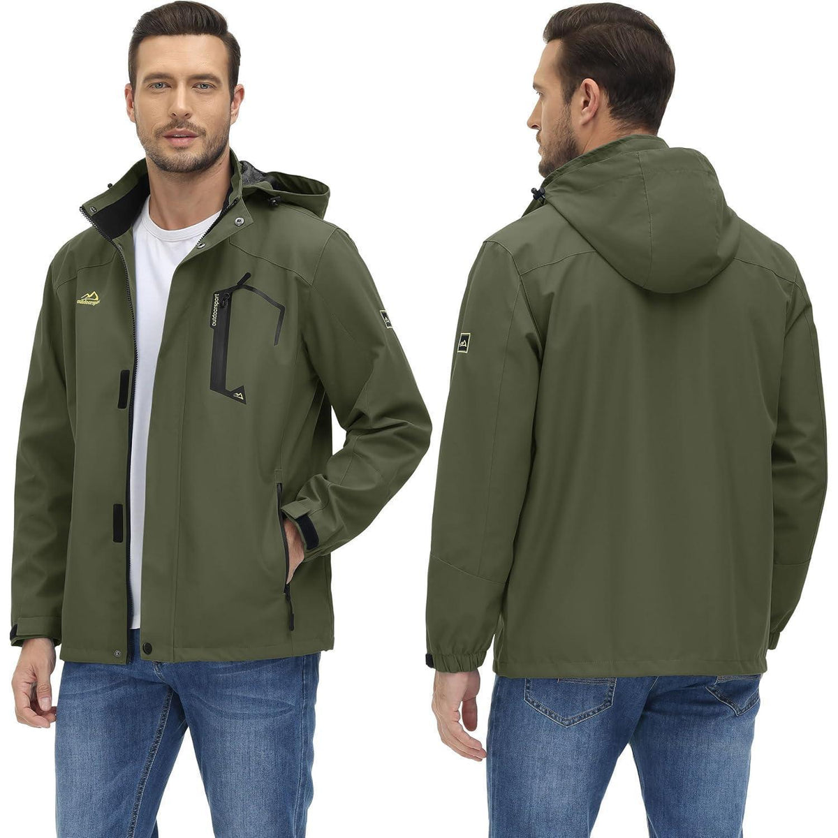 Herren Outdoorjacke leicht wasserabweisend Armeegrün