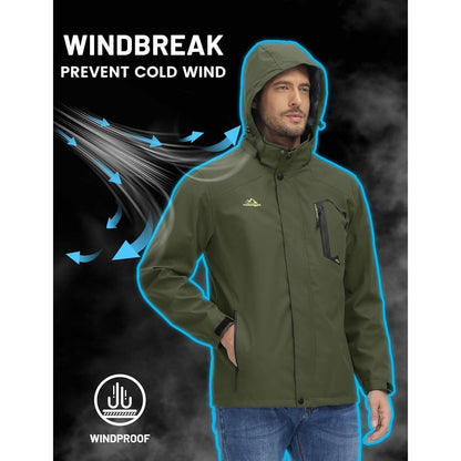 Herren Outdoorjacke leicht wasserabweisend Armeegrün