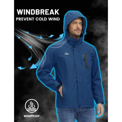 Herren Outdoorjacke wasserabweisend mit Kapuze – Denimblau