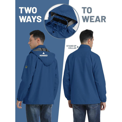 Herren Outdoorjacke wasserabweisend mit Kapuze – Denimblau