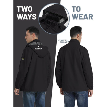 Herren Outdoorjacke wasserabweisend mit Kapuze XL Schwarz