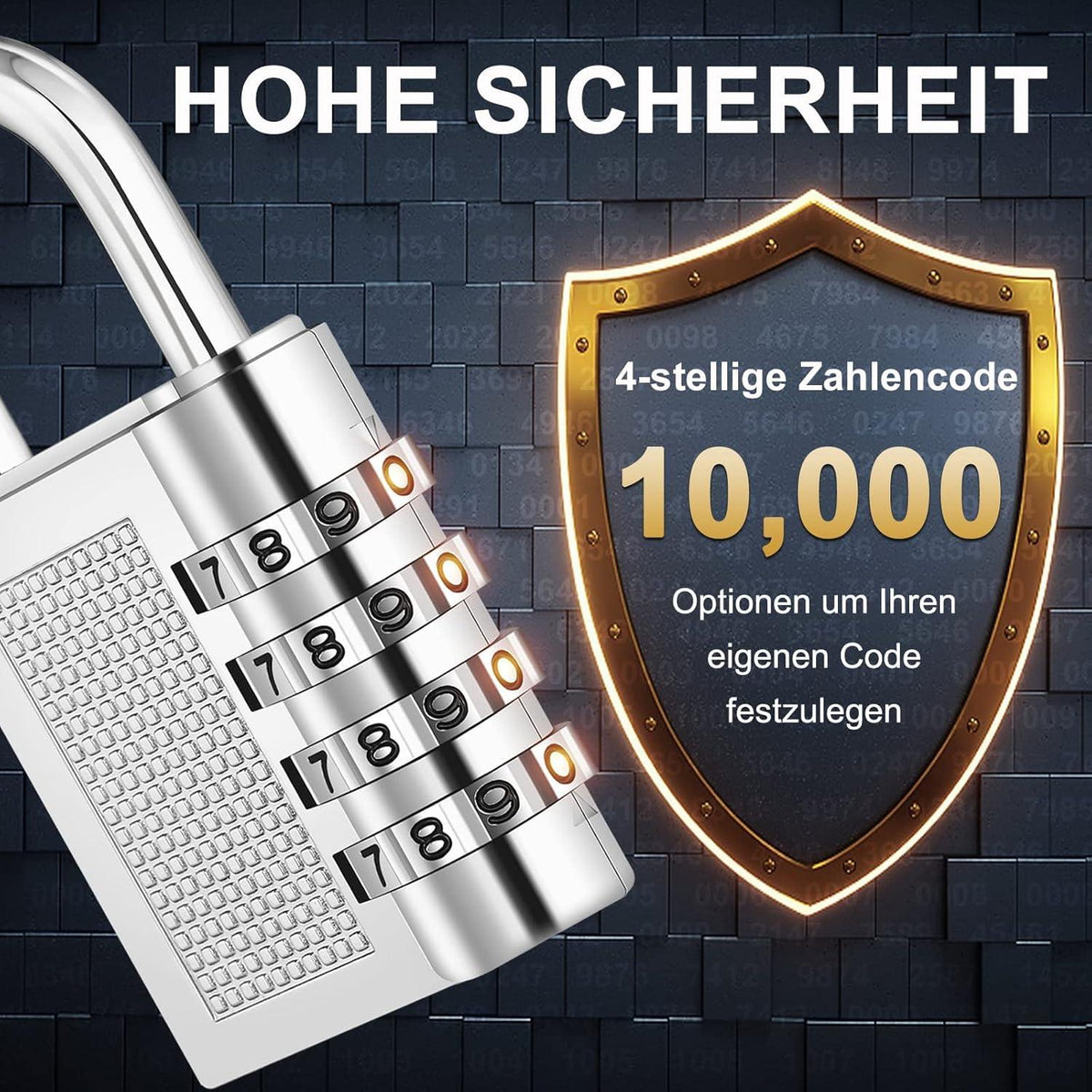 Zahlenschloss Vorhängeschloss 4 Stellig wetterfest, für