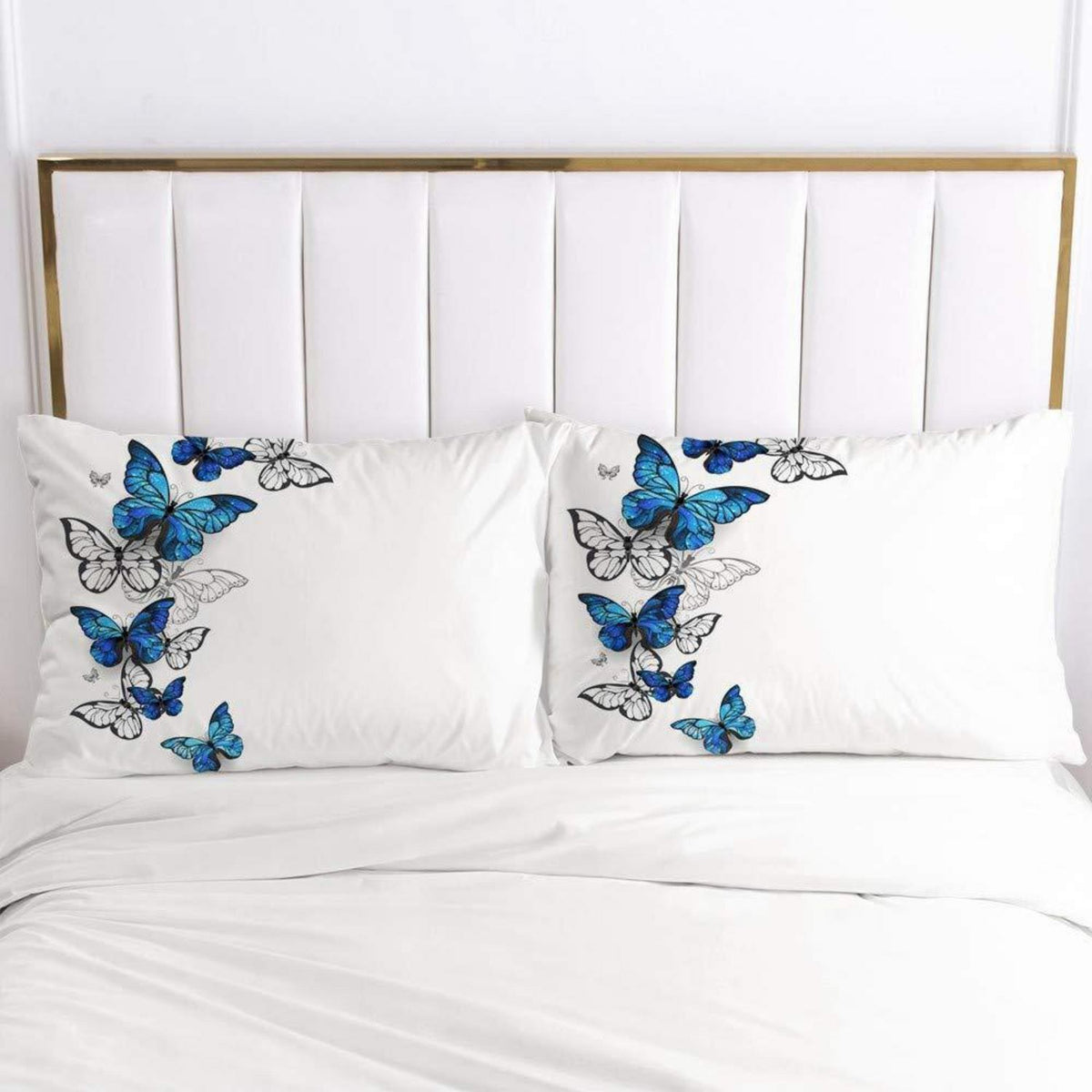 Bettwäsche Set Schmetterling 135x200cm Blau Weiß Microfaser