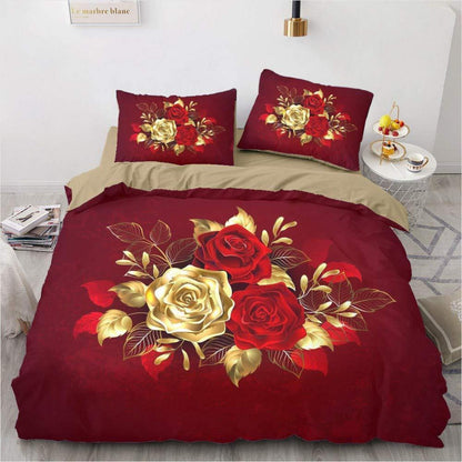 Romantischer Rosen Bettbezug 135x200 cm, 4-teilig