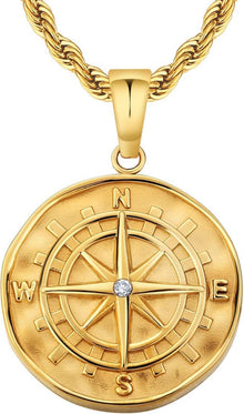 Kompass Kette Münze Anhänger Löwe St. Christopher Jesus Gold Silber