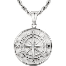 Kompass Kette Herren Silber 55,9cm Windrose Anhänger