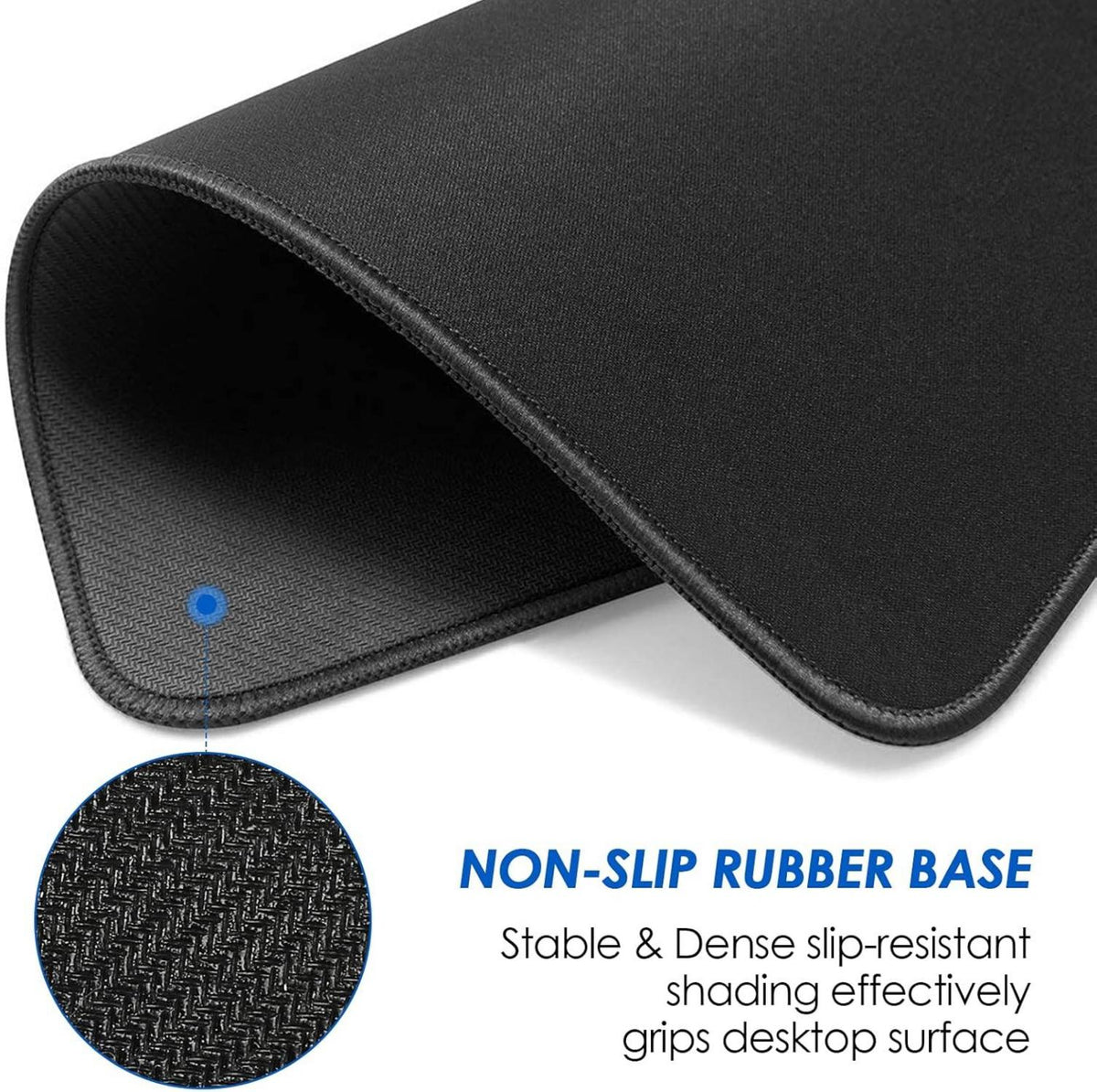 KTRIO Mauspad 275x215mm Schwarz 2er Pack vernähte Kanten, wasserdicht, rutschfeste Gummiunterseite