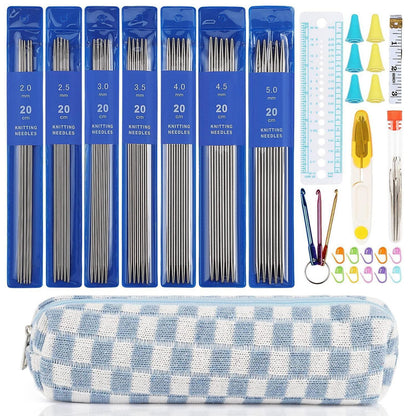Stricknadel Set Edelstahl mit Zubehör & Tasche 2-5mm