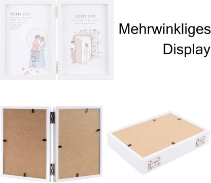 Doppelter Bilderrahmen Klappbar Holz 13x18 Weiß Glasfront Desktop