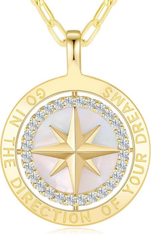 925 Sterling Silber Kompass Halskette mit Zirkonanhänger
