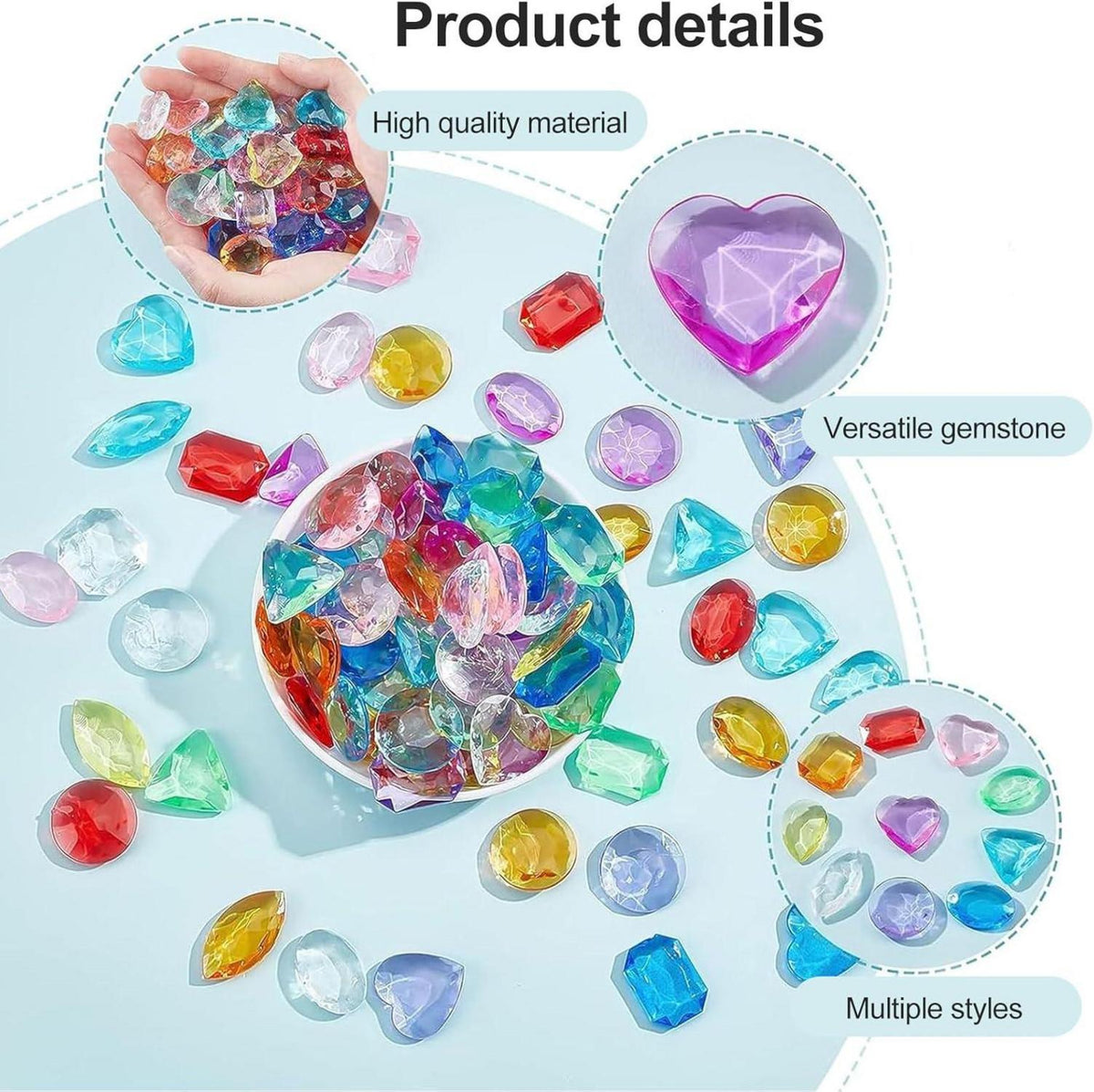 Acryl Diamanten Kinder 64 Stück Bunt Transparent Hochzeit Vasen Tischdeko