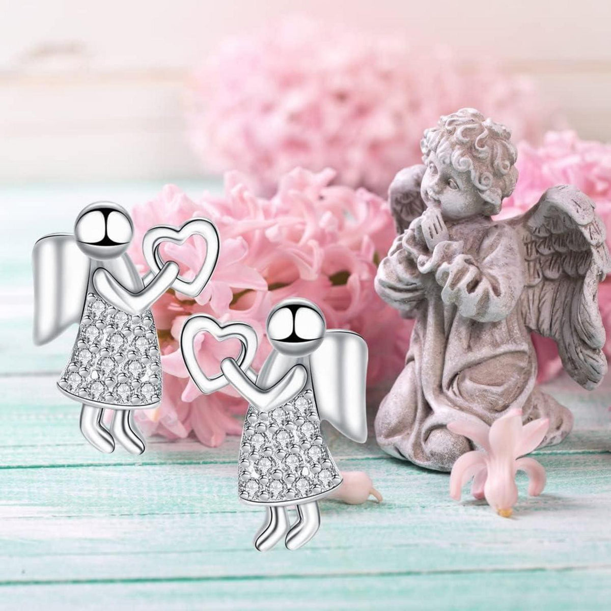 Engel Ohrringe Damen 925 Sterling Silber Ohrstecker Schmuck Geschenk
