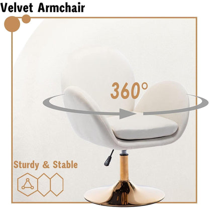 Ergonomischer Samt-Polsterstuhl Höhenverstellbar Beige