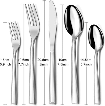 Hunnycook Besteck Set 60 teilig Edelstahl für Restaurant