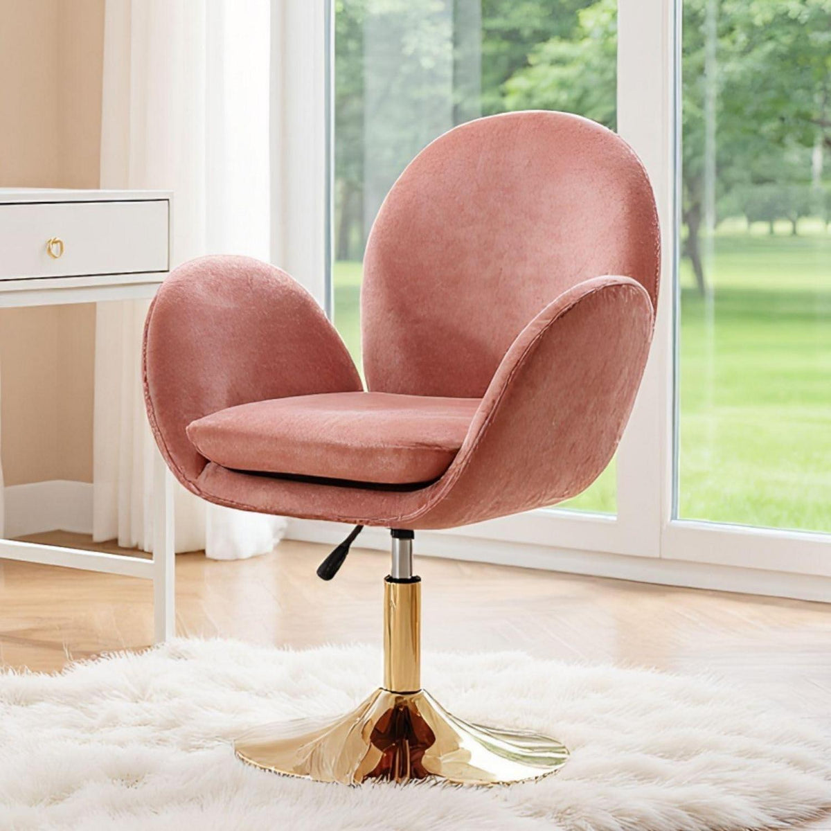 Ergonomischer Samt-Polsterstuhl Höhenverstellbar Rosa
