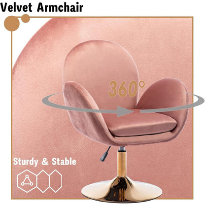 Ergonomischer Samt-Polsterstuhl Höhenverstellbar Rosa