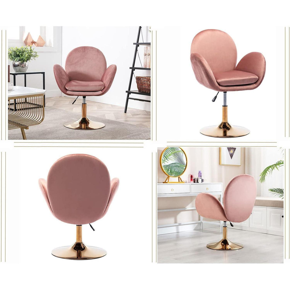 Ergonomischer Samt-Polsterstuhl Höhenverstellbar Rosa