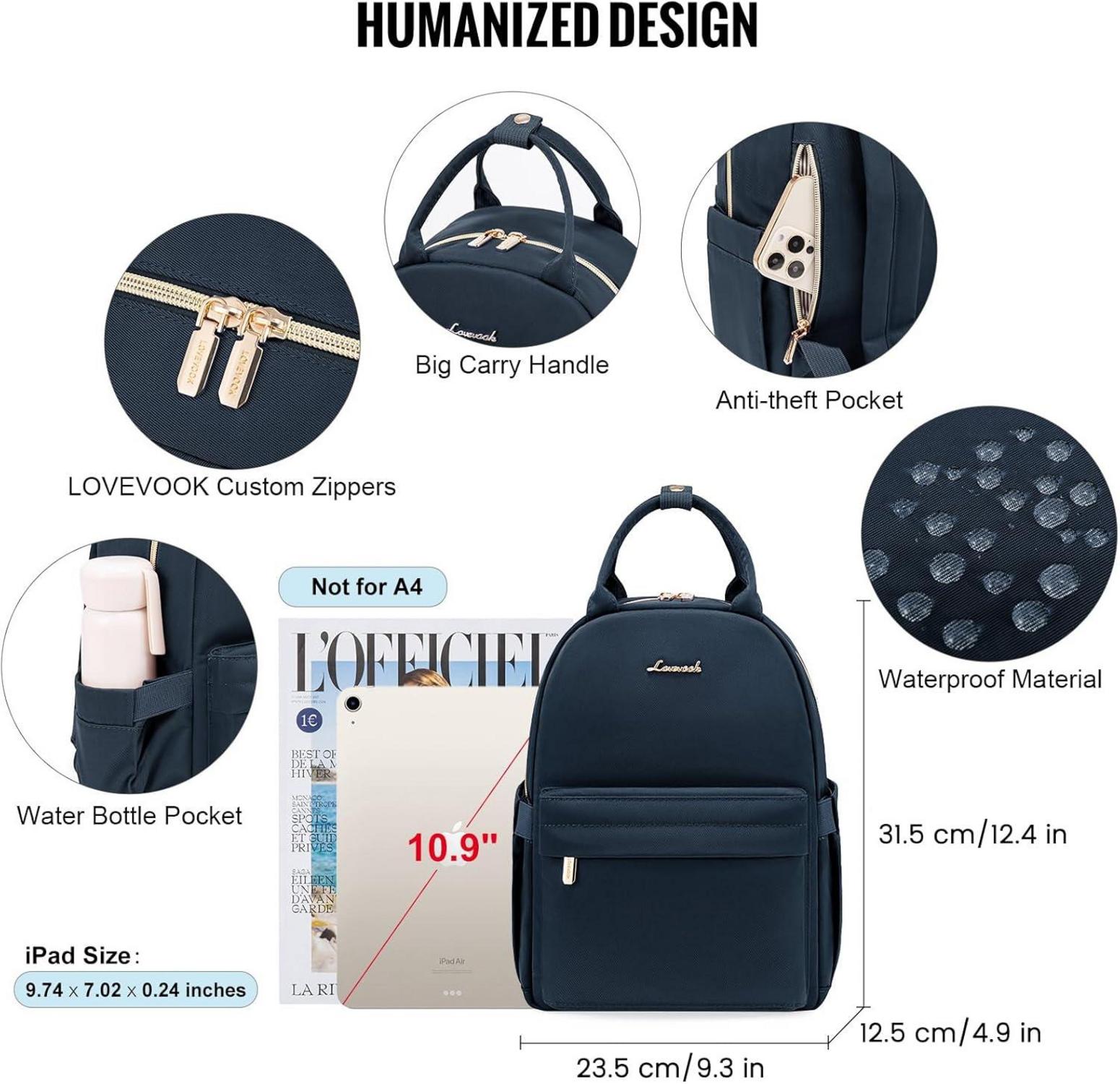 LOVEVOOK Kleiner Rucksack Damen Klein Wasserdicht Tagesrucksack Mini Backpack Blau