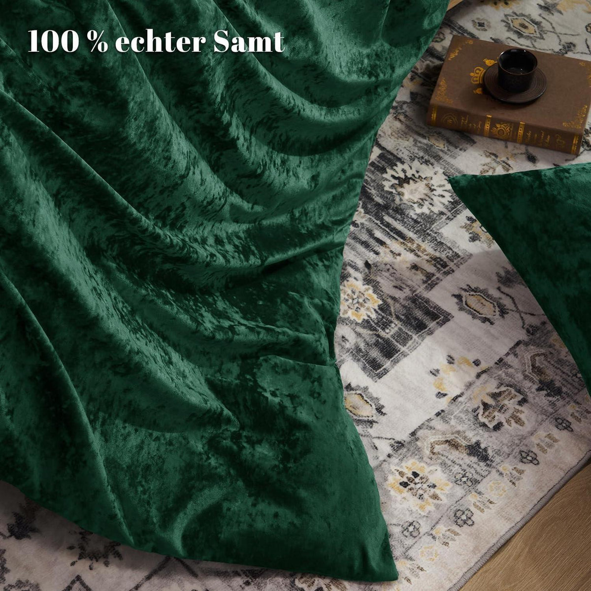 Samt Bettwäsche Set 135x200 Smaragd Grün mit Kissenbezügen