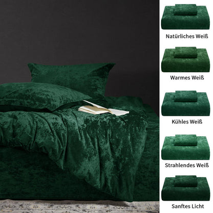 Samt Bettwäsche Set 135x200 Smaragd Grün mit Kissenbezügen