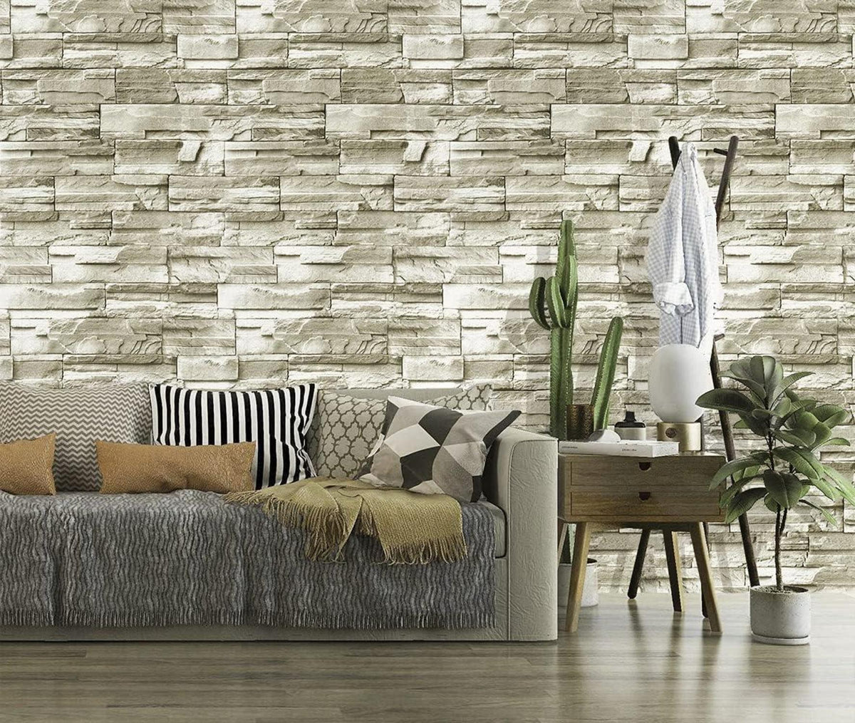 Selbstklebende Vintage Ziegel Tapete Stein 45x1000cm Wandtattoo