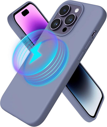 iPhone 14 Pro Max Hülle 6,7 Zoll Silikon Case MagSafe Lavendelgrau