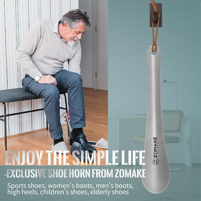 ZOMAKE Metall Schuhlöffel Edelstahl 30cm Silber Shoe Horn