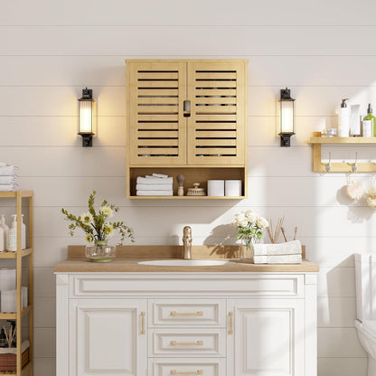 Bambus Badezimmerschrank Wandmontage Toilette Medizinschrank