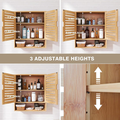 Bambus Badezimmerschrank Wandmontage Toilette Medizinschrank