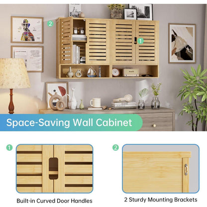 Bambus Badezimmerschrank Wandmontage Toilette Medizinschrank